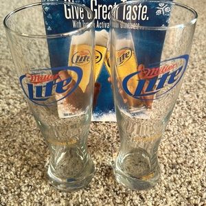 Miller Lite Set of 2 Pilsner Glasses